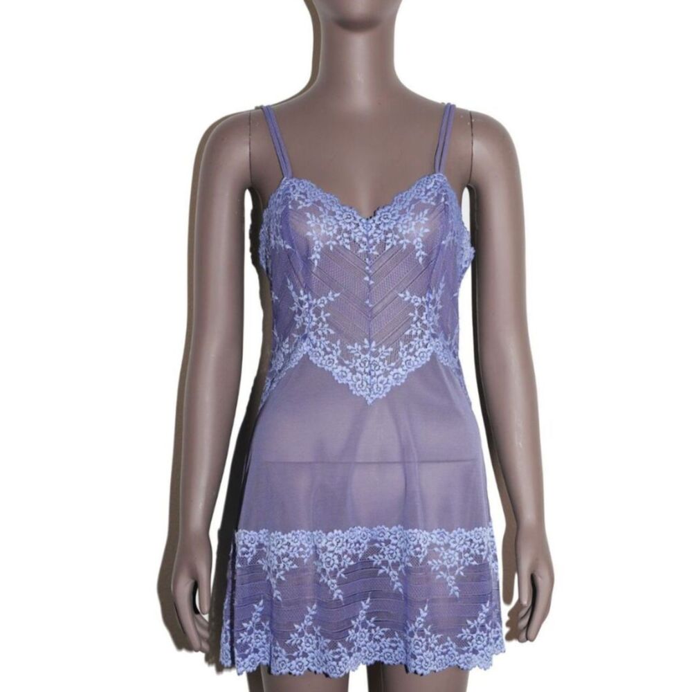Lace Mesh Slip Mini Dress Medium Sheer Cami Floral Y2K Coquette Party‎ Bridal